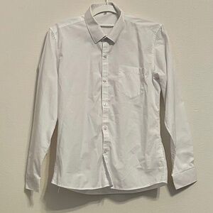BOYS White Long Sleeved Dress Shirt, Size 160 (US Kids 14-16)